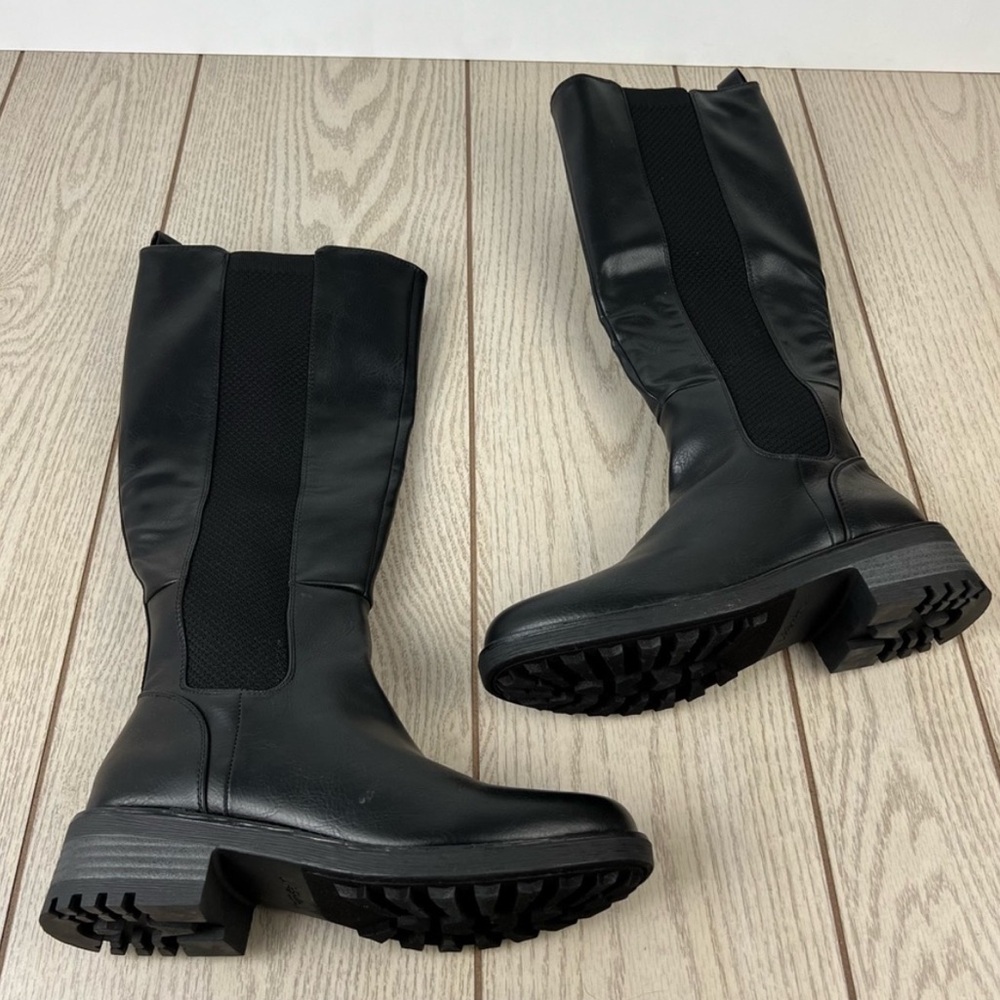 Lifestride Women's Kent Tall Riding Boots 8.5M Black Faux Leather
